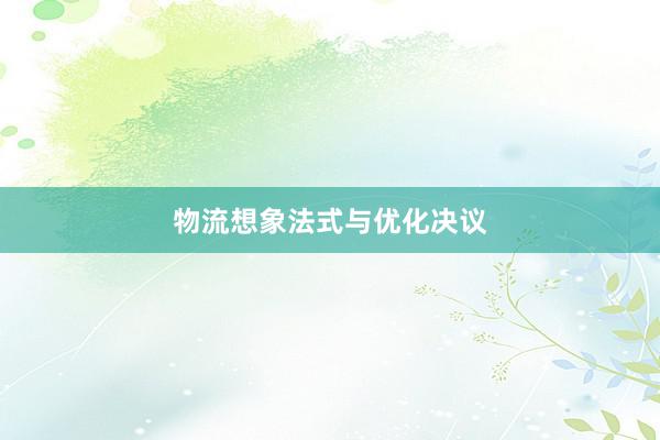 物流想象法式与优化决议